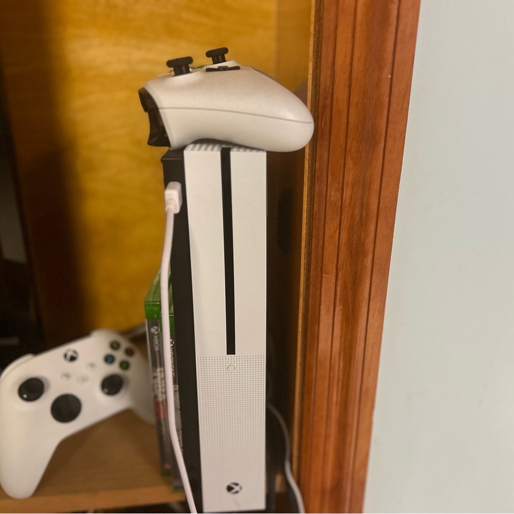 Microsoft Xbox One S - 1TB with two Xbox controllers and 2 Xbox Games